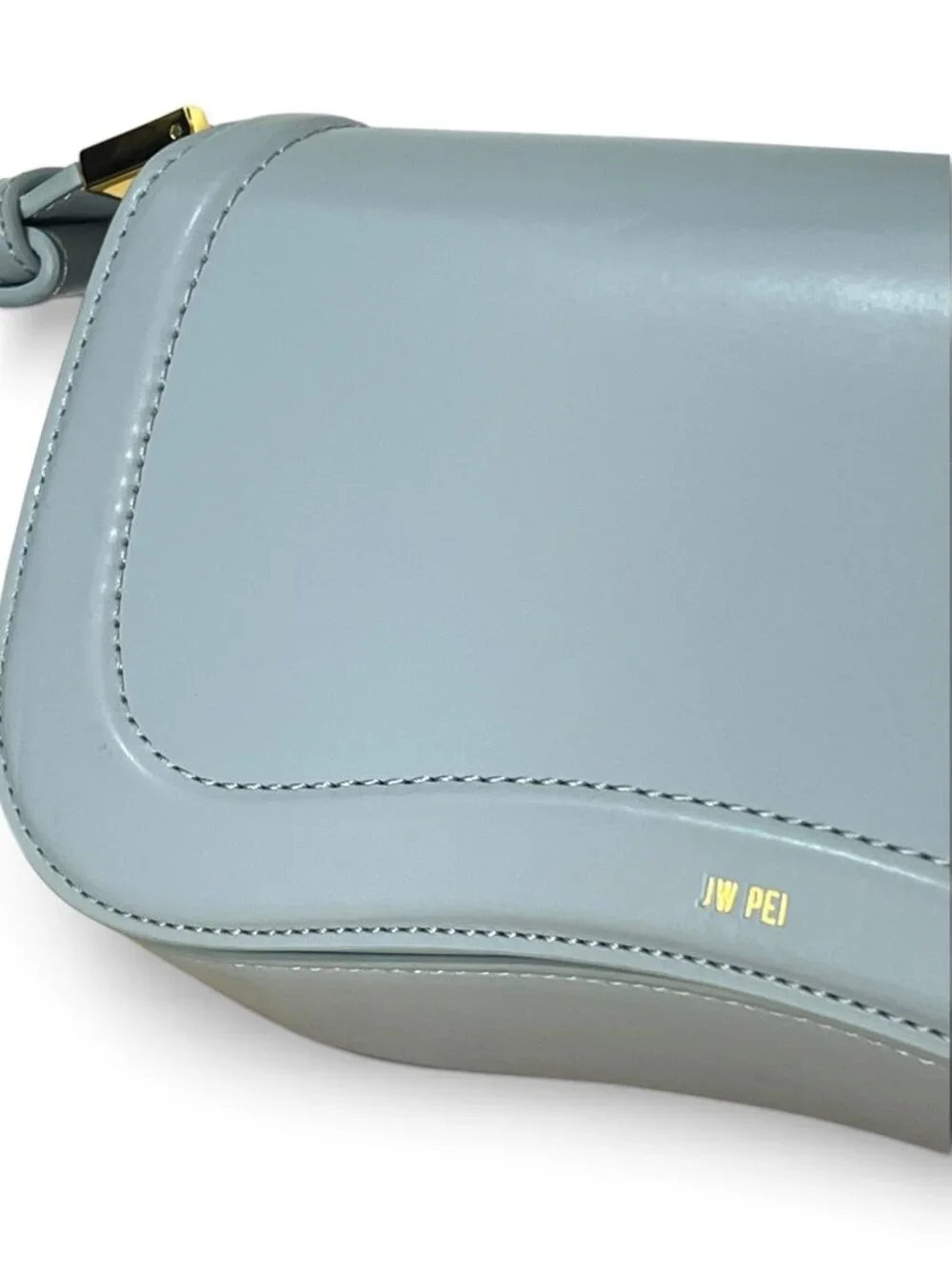 JW Pei Baby Blue Shoulder Bag With Adjustable Strap & Gold Hardware Minimalist